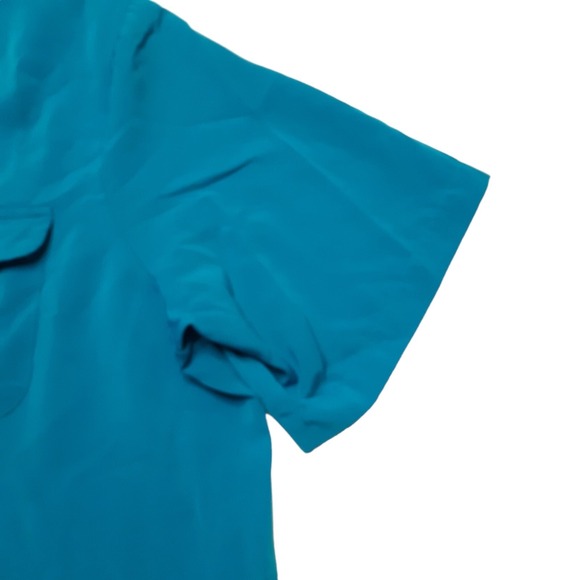 Worthington Blouse Womens 24W Blue Short Sleeve Button Up Shirt Pocket Relaxed - Picture 7 of 11